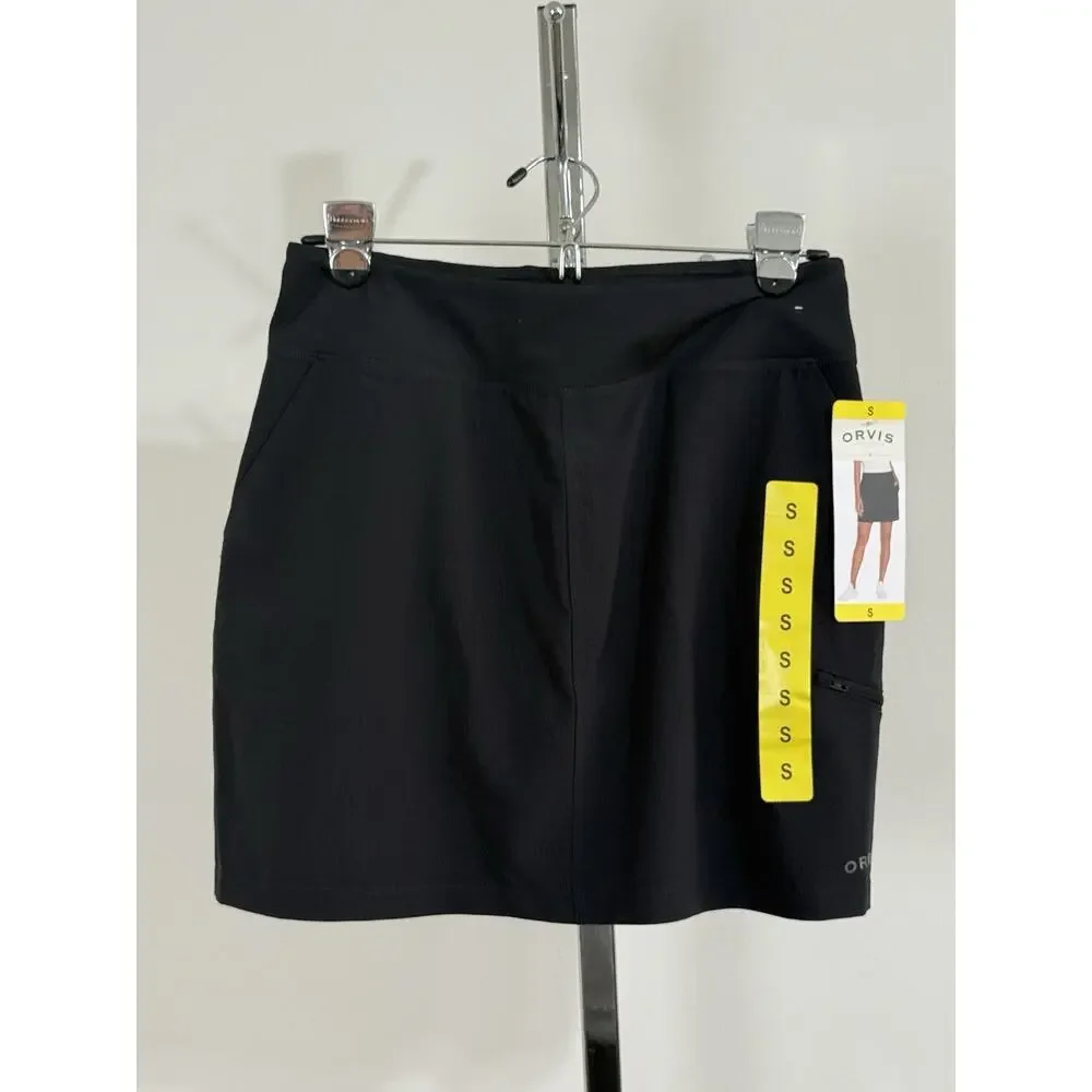 NWT Orvis Womens Black Lightweight Moisture Wicking Athletic Skort Golf Tennis S